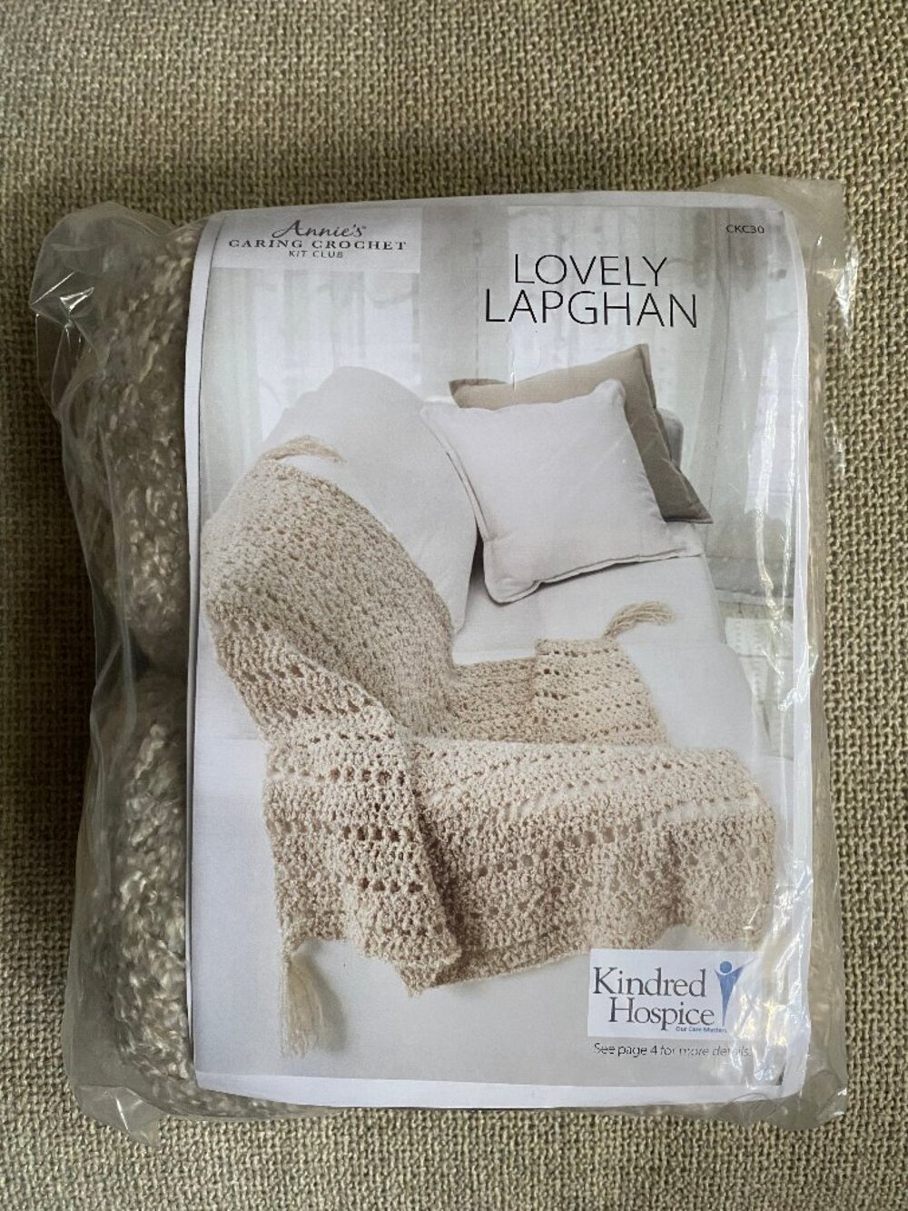 Annie's Caring Crochet Kit Club Lovely Lapghan CKC30 Soft Neutral Tone